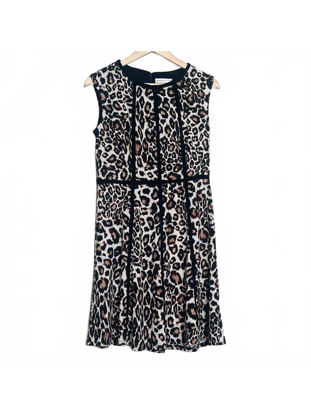 VTG Y2K Karin Stevens Sleeveless Leopard Print Dress XL Animal Print Stretch